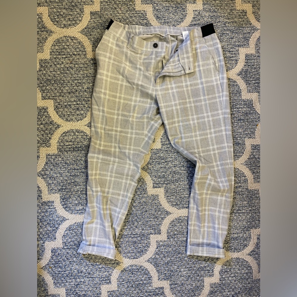 Zara - Grey Windowpane Dress Pants